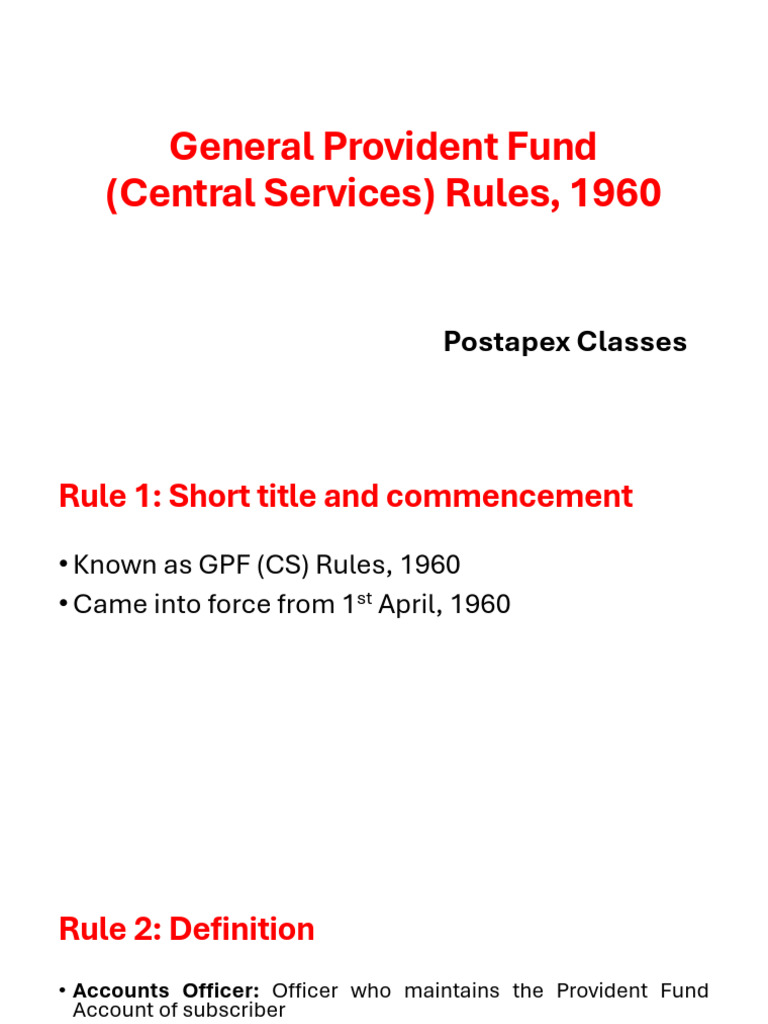General Provident Fund Rules Overview | PDF | Interest | Subscription ...
