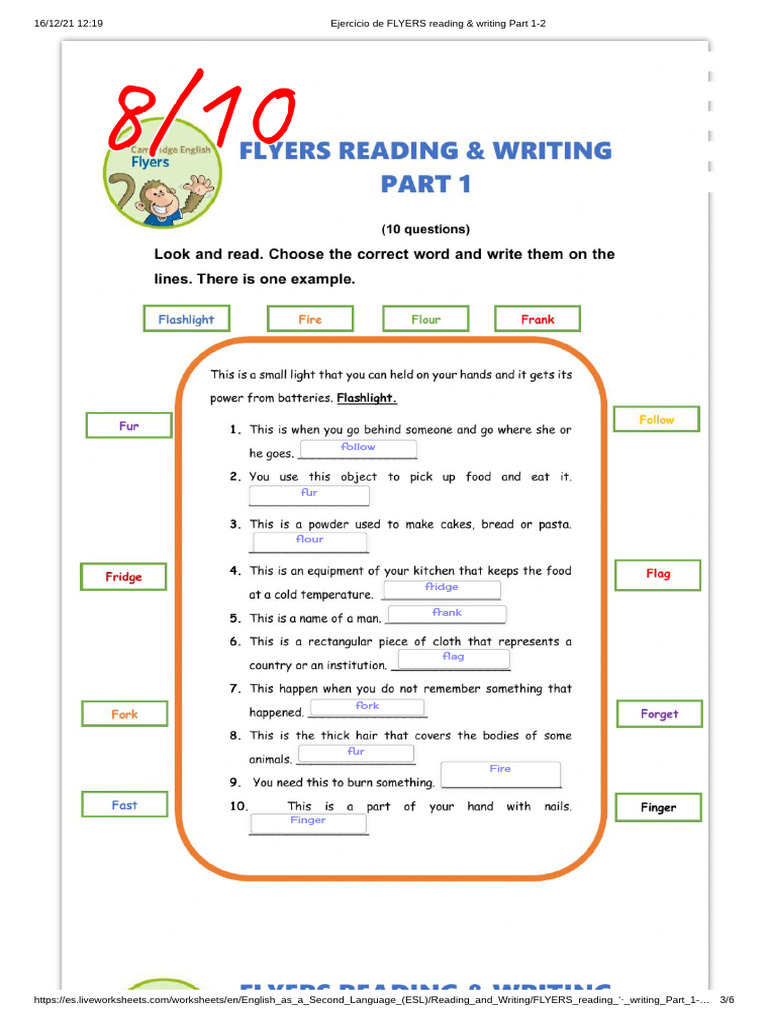 Flyers Reading & Writing Exercises | PDF