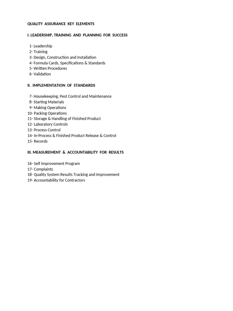 Key Elements of Quality Assurance | PDF | Audit | Quality Assurance