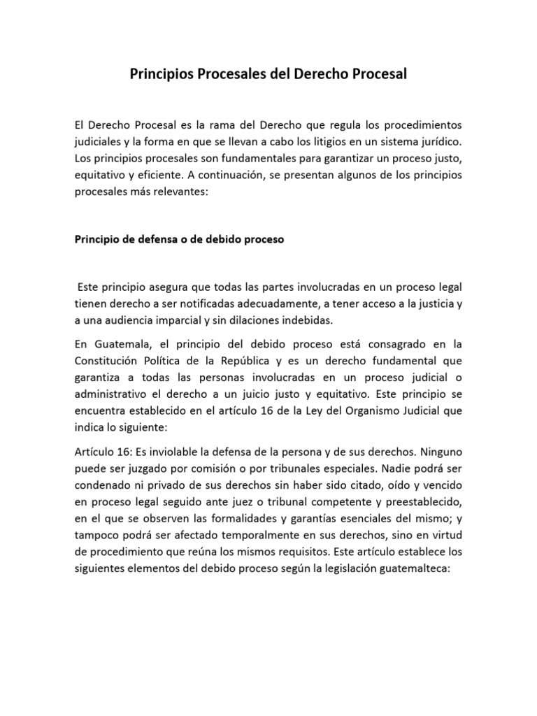 Principios Procesales del Derecho | PDF | Debido al proceso | Judicaturas