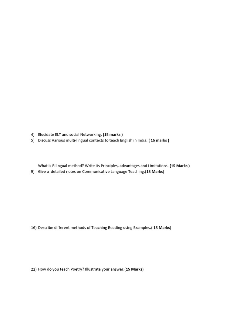 English Pedagogy Exam Questions 2024 | PDF