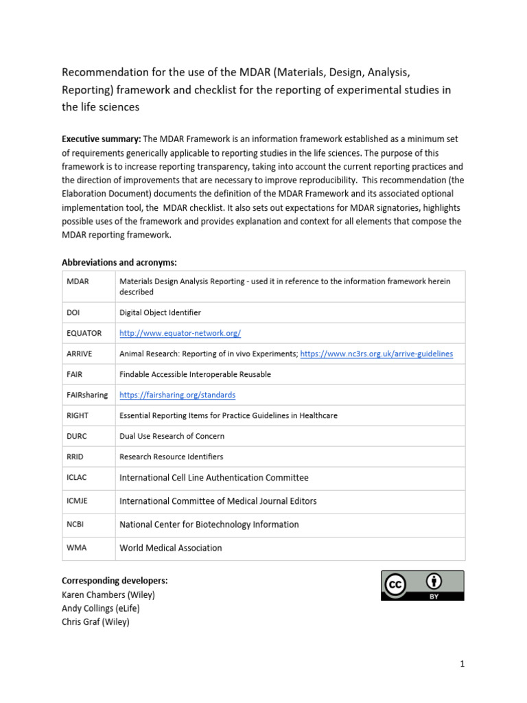 MDAR Framework for Life Sciences Reporting | PDF | Institutional Review ...