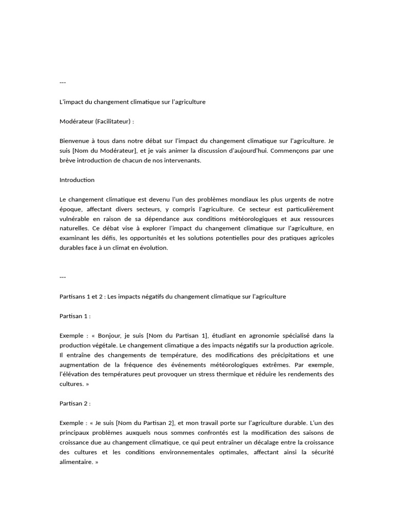 Impact du changement climatique sur l'agriculture | PDF | Changement ...