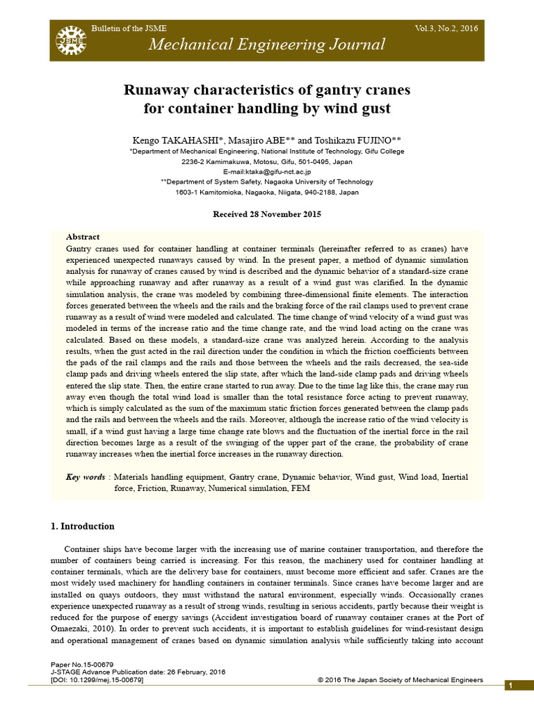 Wind-Resistant Design for Gantry Cranes | PDF | Force | Friction