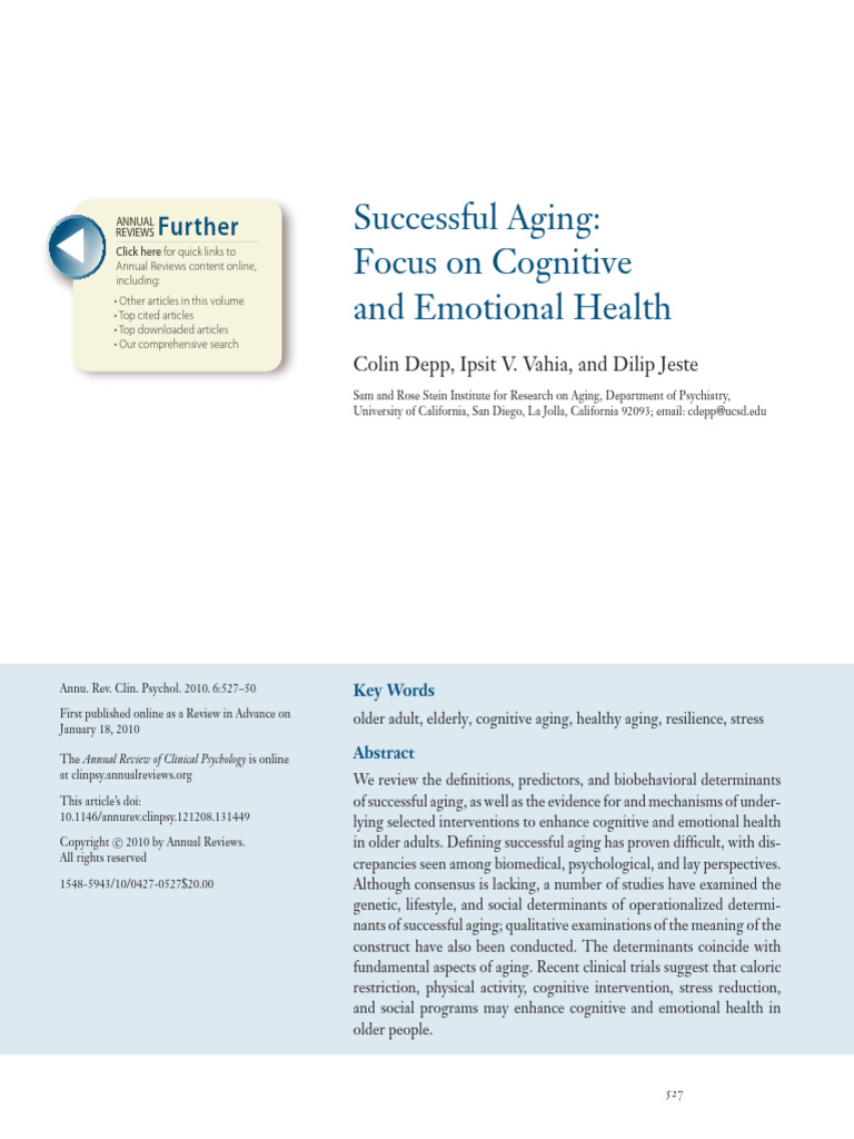 Successful Aging Ann Rev | PDF | Ageing | Old Age