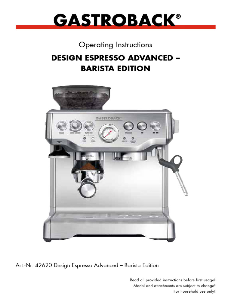 Gastroback Barista Espresso Machine Guide | PDF | Drink | Coffee