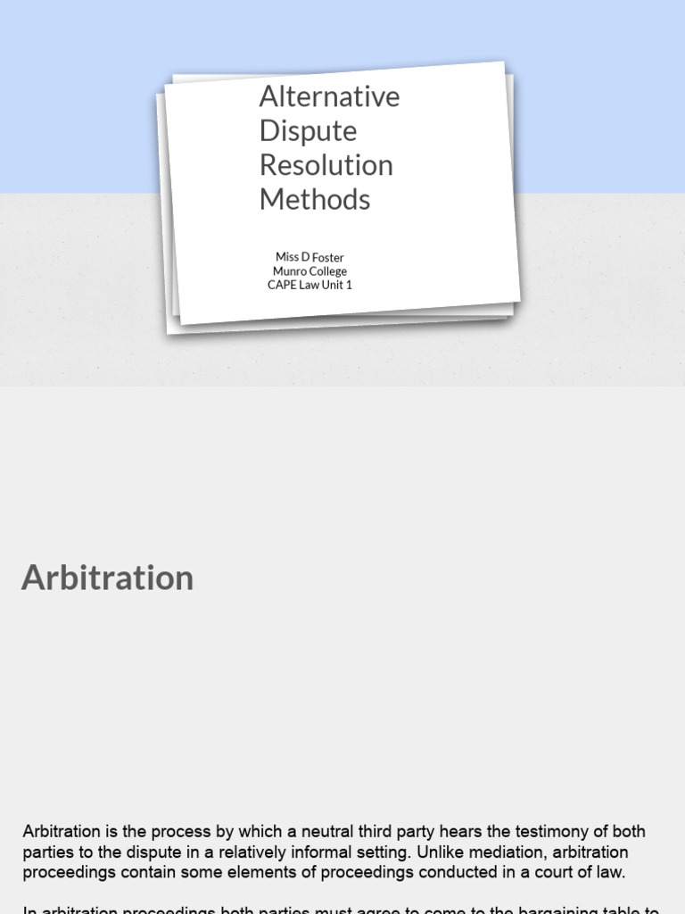 Understanding Arbitration and Mediation | PDF | Arbitration | Mediation
