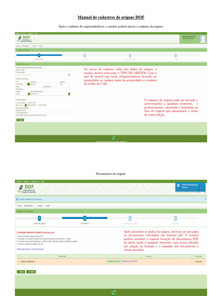 Cadastro de Origens DOF: Guia Completo | PDF | Informática | Programas