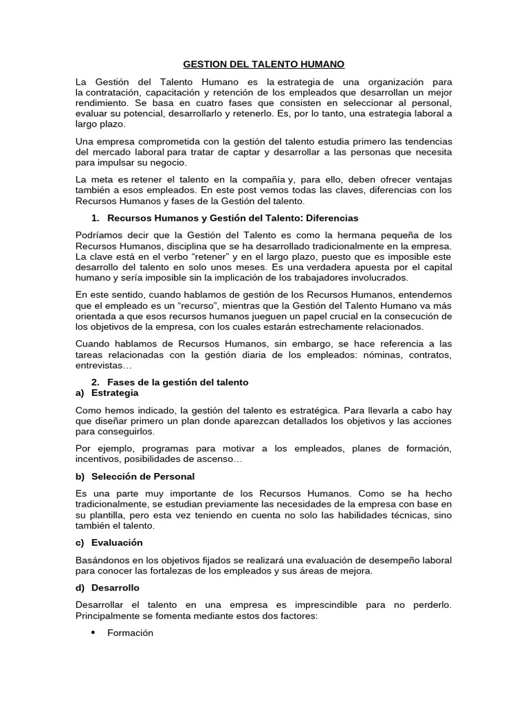 Estrategias en Gestión del Talento Humano | PDF | Gestión del talento ...