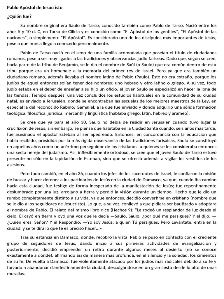 Vida y misión de Pablo de Tarso | PDF | Pablo el apóstol | Bernabé