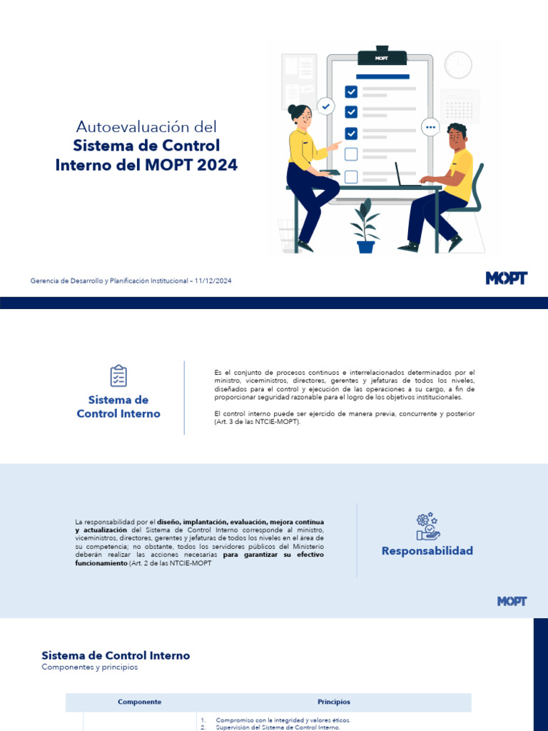 Autoevaluación del Control Interno MOPT 2024 | PDF | Sistema de control ...
