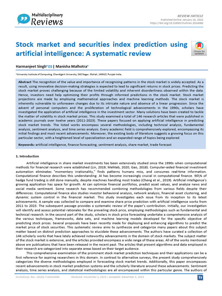 AI in Stock Market Prediction Review | PDF | Support Vector Machine ...