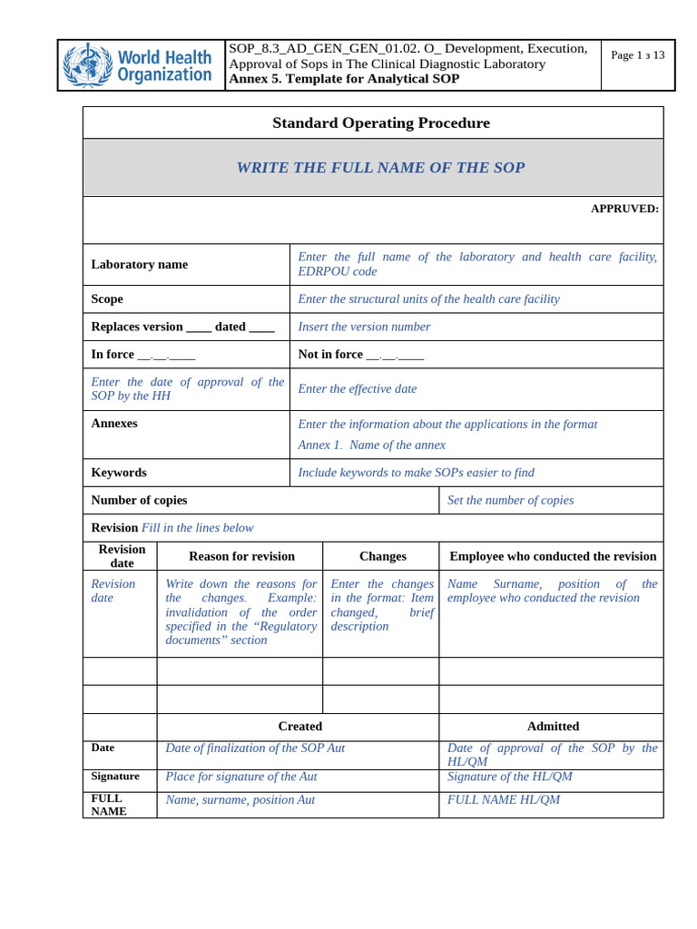 SOP on SOP Annex 5_Analytical SOP_ template_v.02_ENG | PDF | Centrifuge