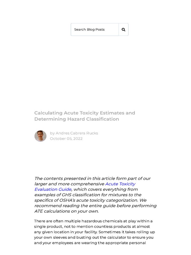 Acute Toxicity Estimate Calculations | PDF