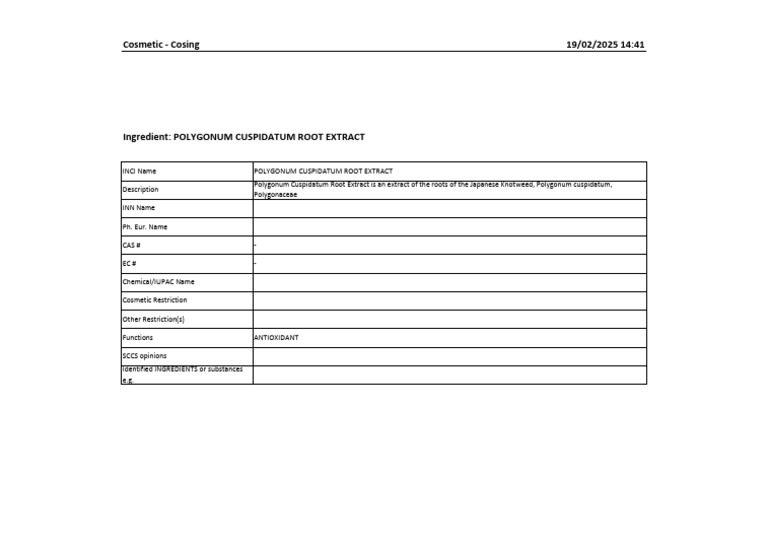 COSING Ingredient 9 | PDF
