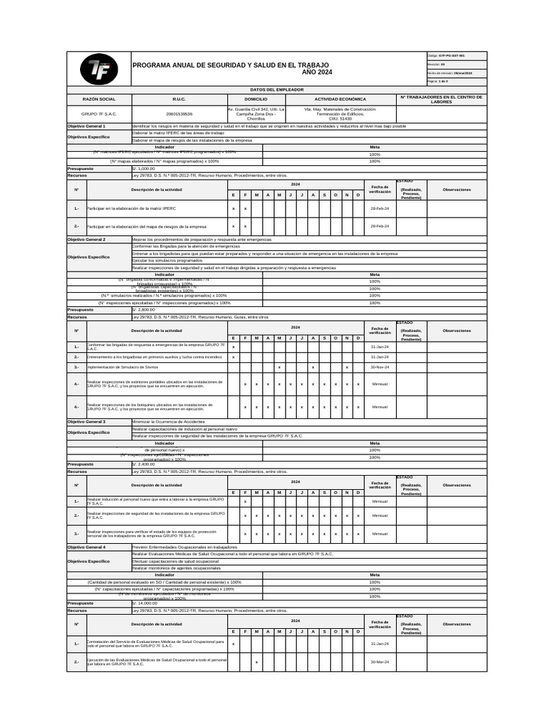g7f PRG SST 001 Programa Anual de Seguridad y Salud en El Trabajo 2024 ...