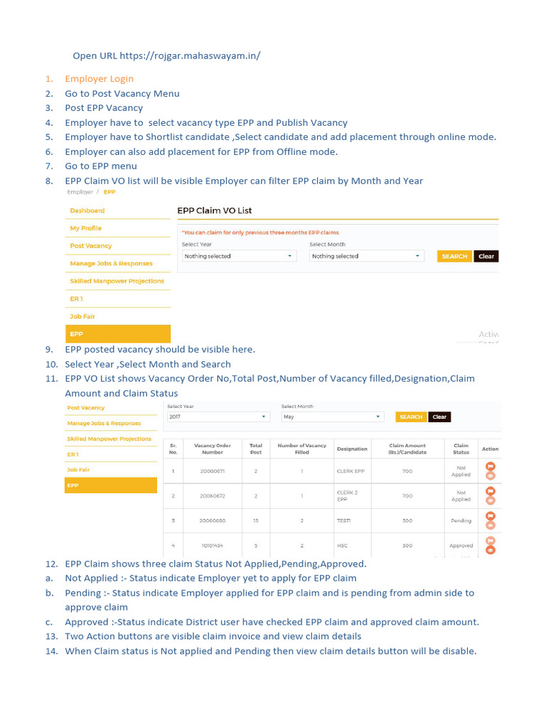 EPP Claim Process for Employers | PDF
