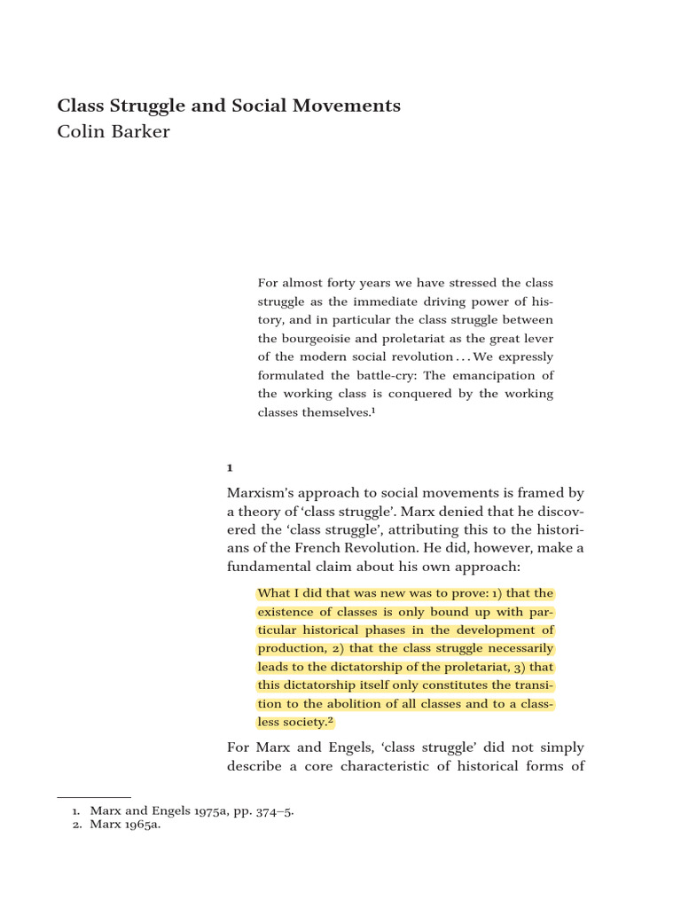 Class Struggle and Social Movements Explained | PDF | Marxism | Karl Marx