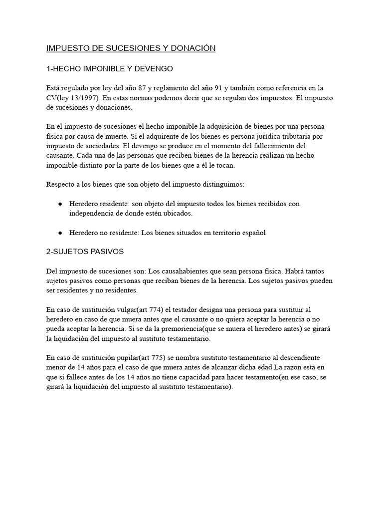 IMPUESTO DE SUCESIONES Y DONACIÓN | PDF | Herencia | Impuestos de sucesión