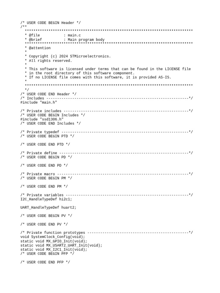 Código Primeiro Programa No I2C | PDF | Software | Computer Programming
