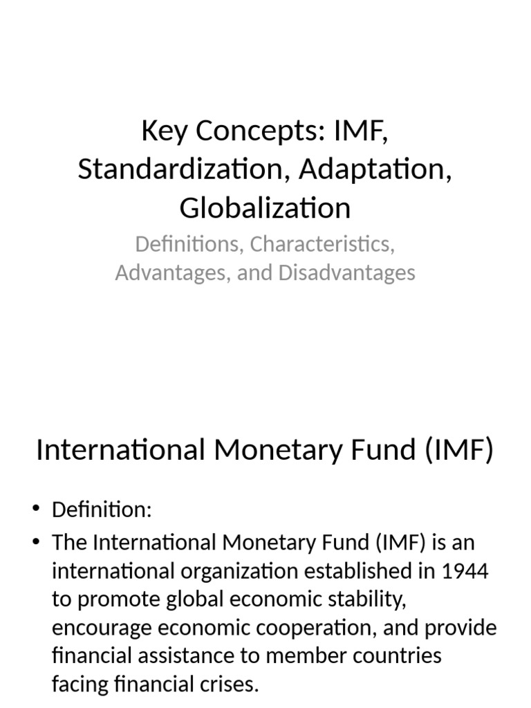 Key Concepts Presentation | PDF | International Monetary Fund ...