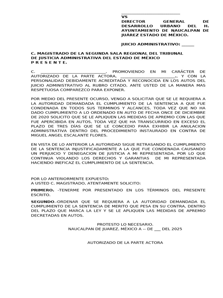 Requerimiento de Cumplimiento de Sentencia | PDF