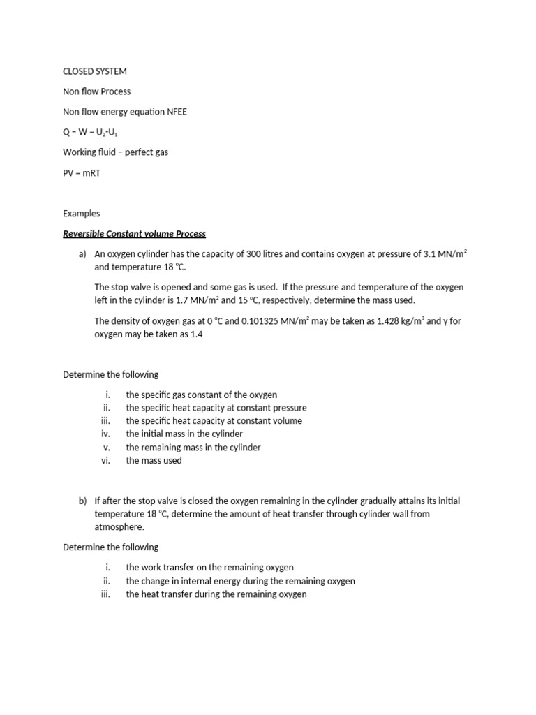 Closed System Thermodynamics Examples | PDF | Gases | Heat