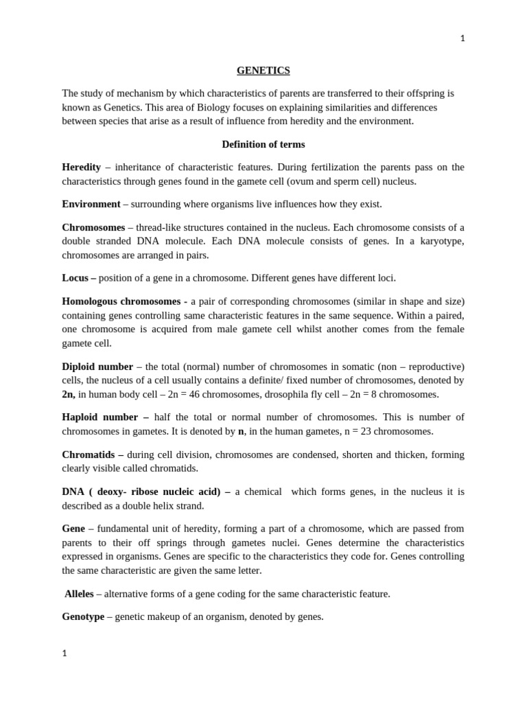 Genetics notes bio | PDF | Dominance (Genetics) | Zygosity