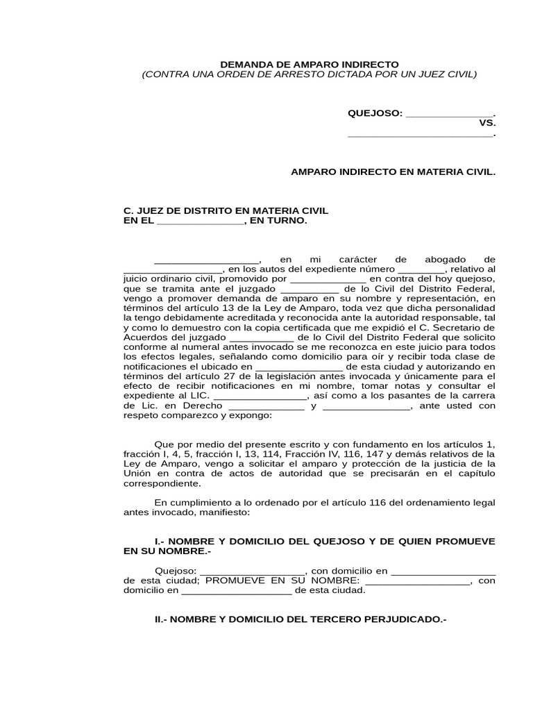 Amparo Indirecto contra Orden de Arresto | PDF | Violación | Multa (pena)