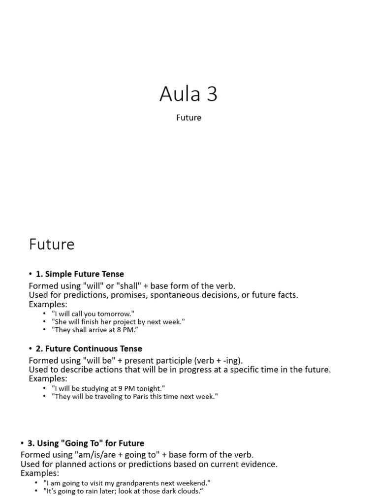 Future Tenses Explained with Examples | PDF
