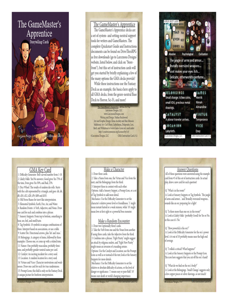 GameMaster's Apprentice Instruction Cards | PDF | Dice