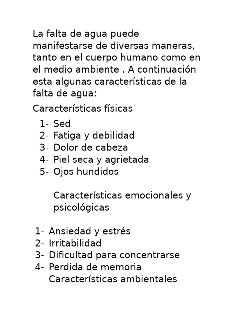 Efectos de la falta de agua en salud y ambiente | PDF