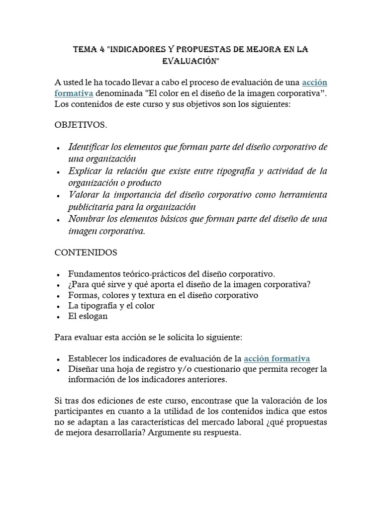 Indicadores y Propuestas de Mejora en La Evaluación | PDF | Diseño ...