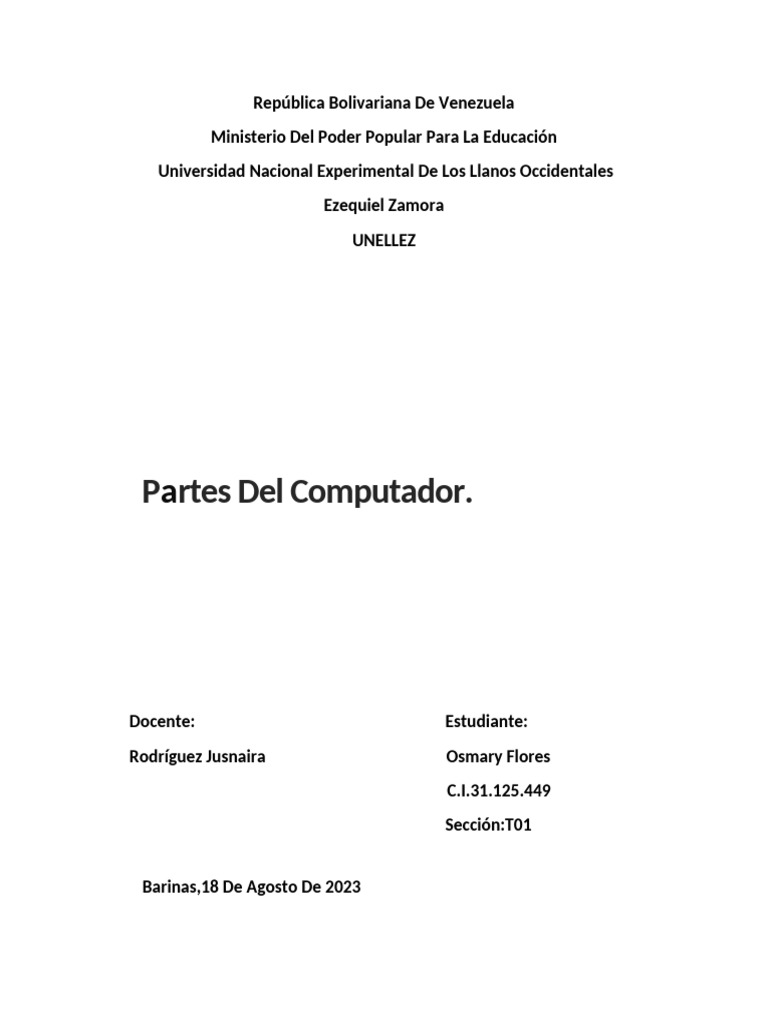 Trabajo de Informatica. | PDF | Hardware de la computadora | Periférico