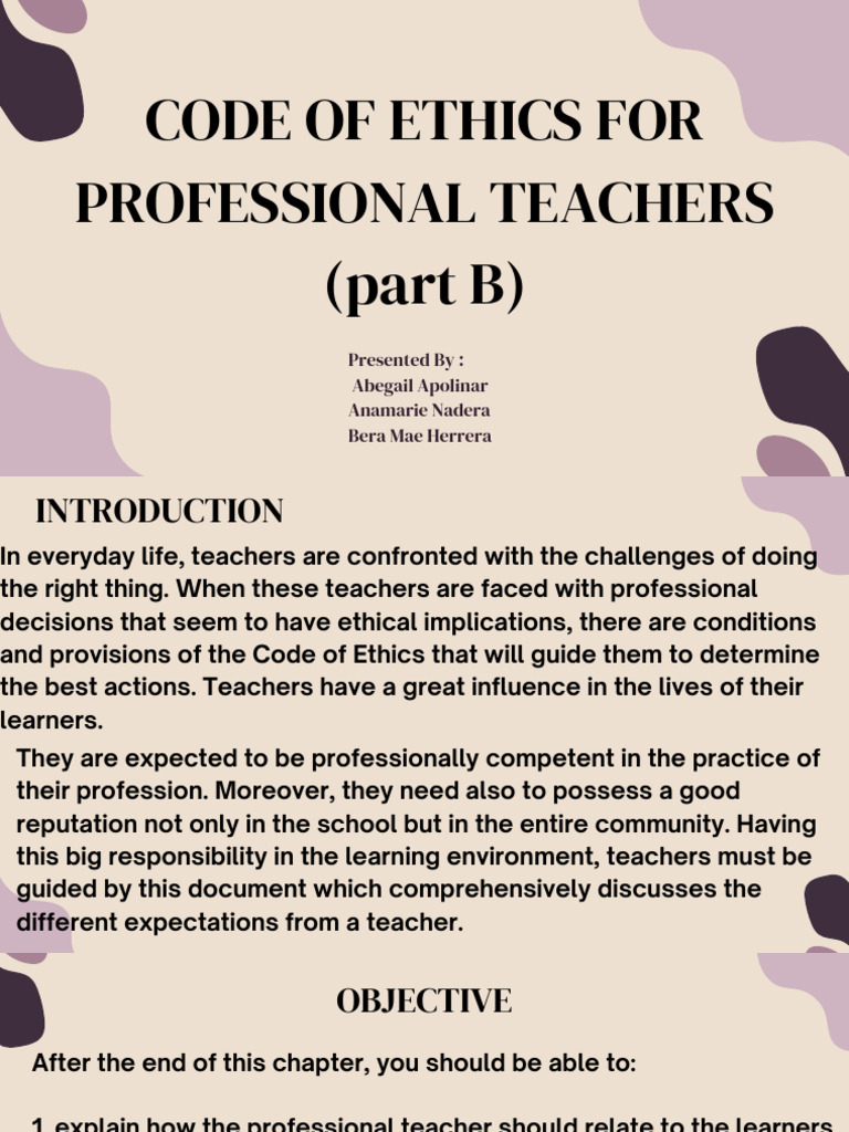 Code of Ethics for Professional Teachers | PDF | Teachers | Disciplines
