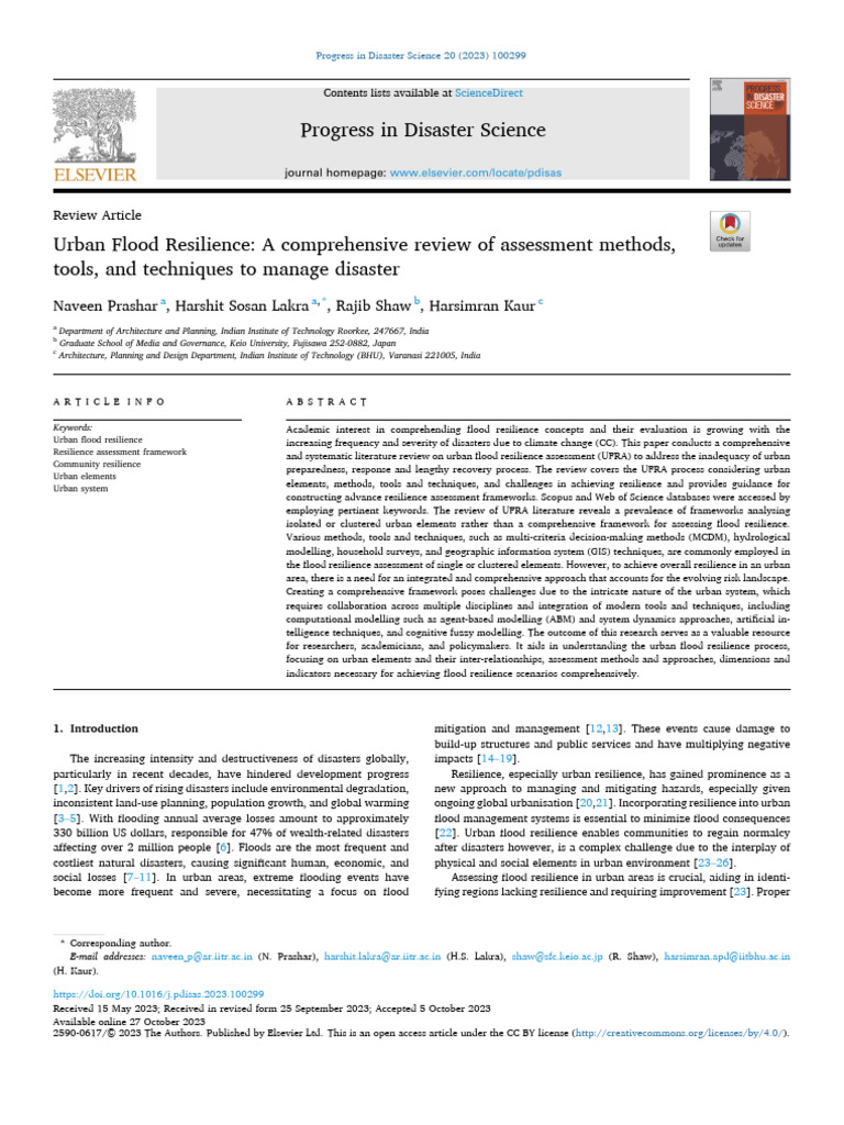 Urban Flood Resilience Assessment Methods | PDF | Climate Resilience ...