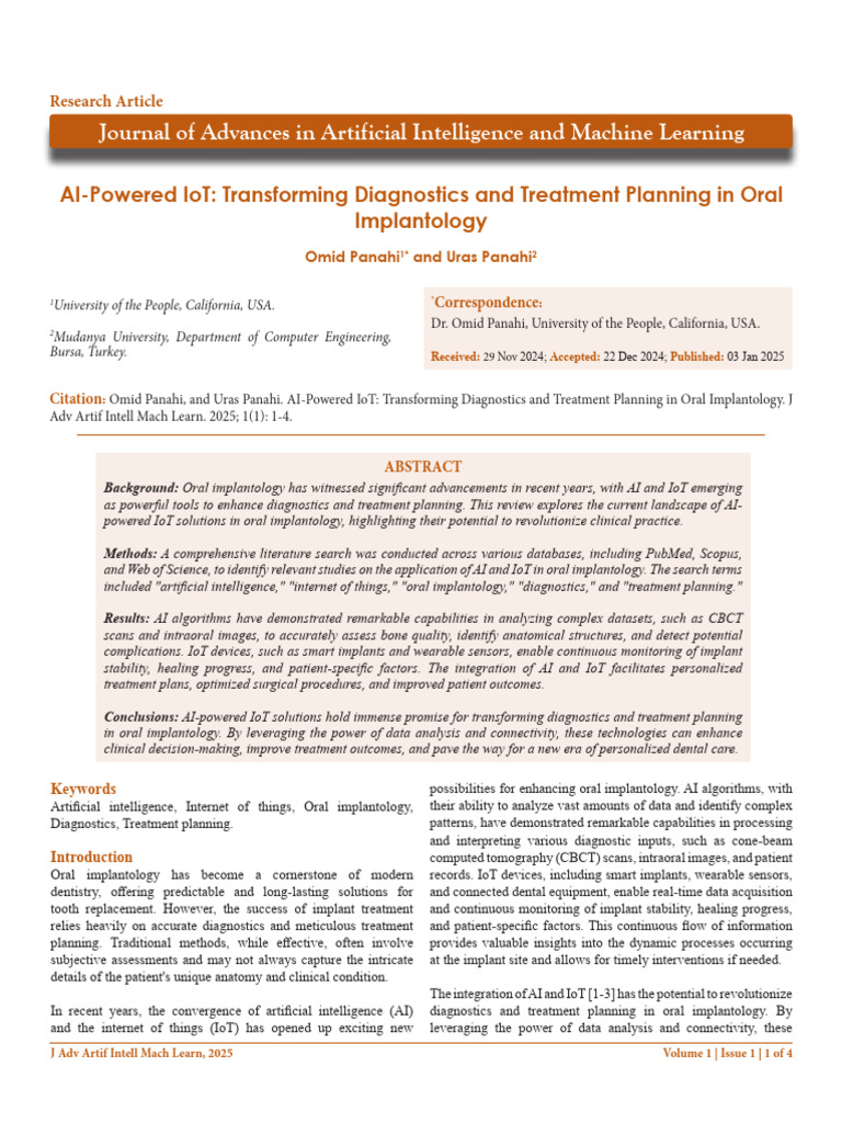 AI & IoT in Oral Implantology | PDF | Internet Of Things | Artificial ...