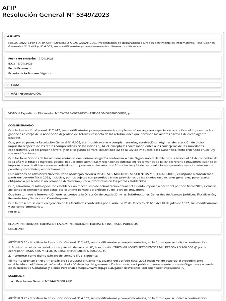 Modificación de Declaraciones Juradas AFIP | PDF | Impuestos | Impuesto ...