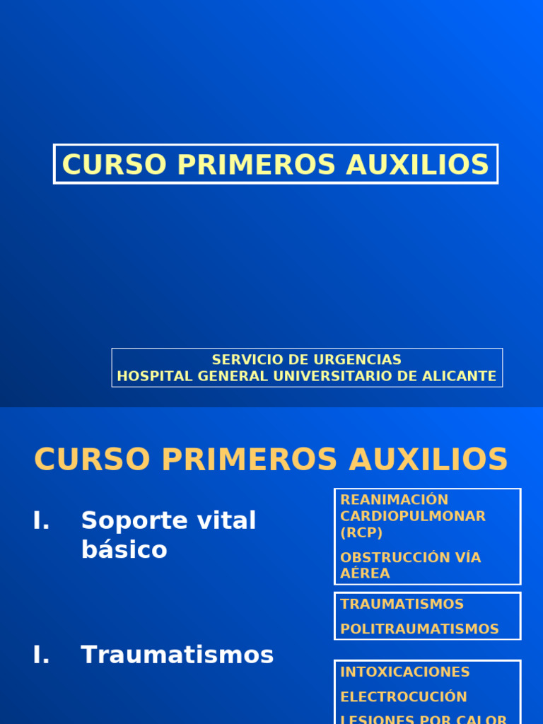 Curso RCP y Primeros Auxilios I | PDF | Reanimación cardiopulmonar ...