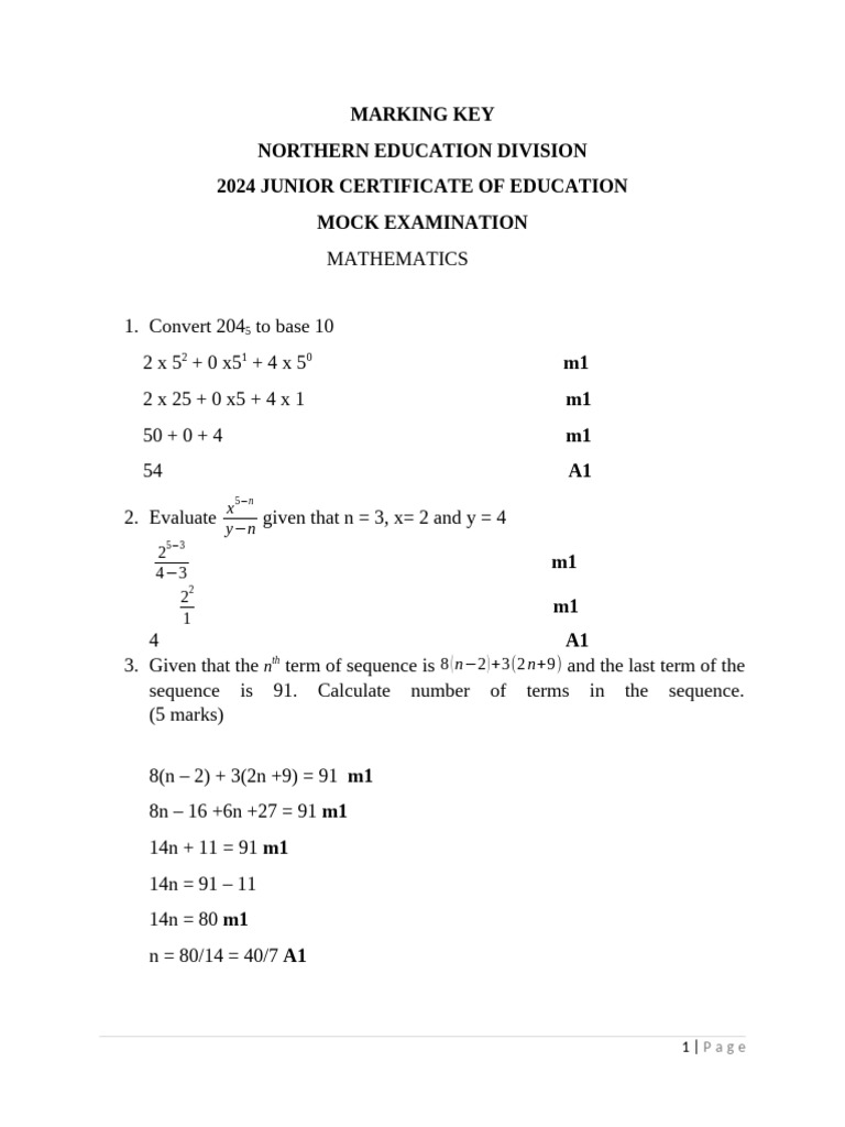JCE Maths Paper 2 Marking Key 2024 | PDF | Area | Triangle