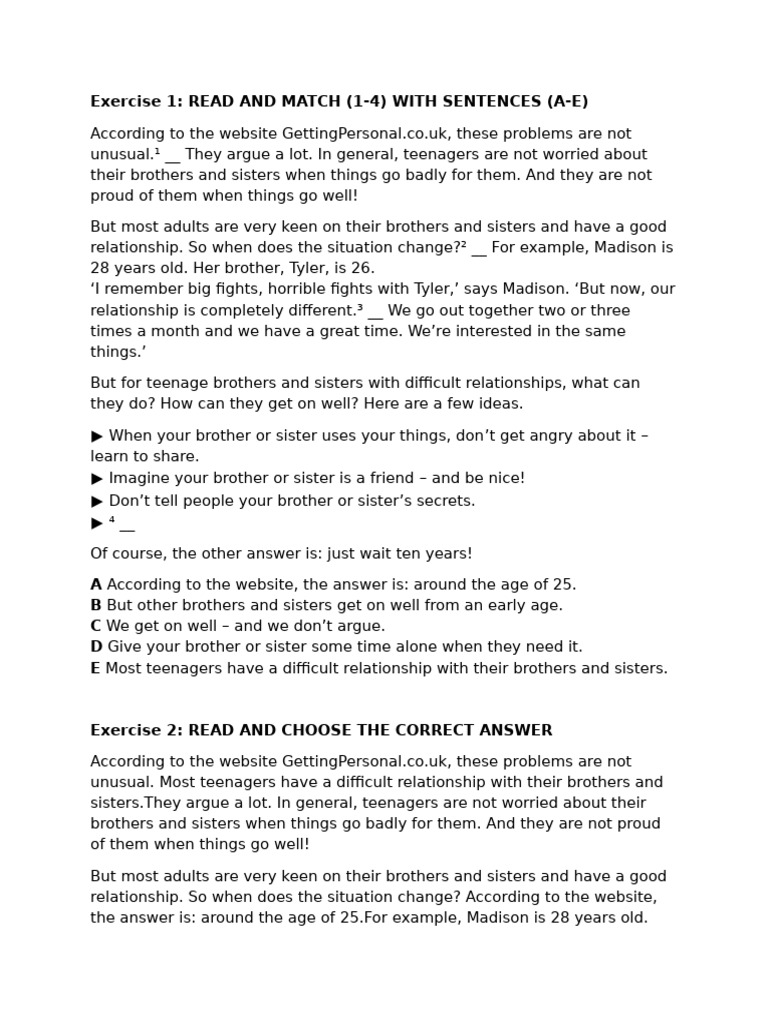 Improving Sibling Relationships Tips | PDF
