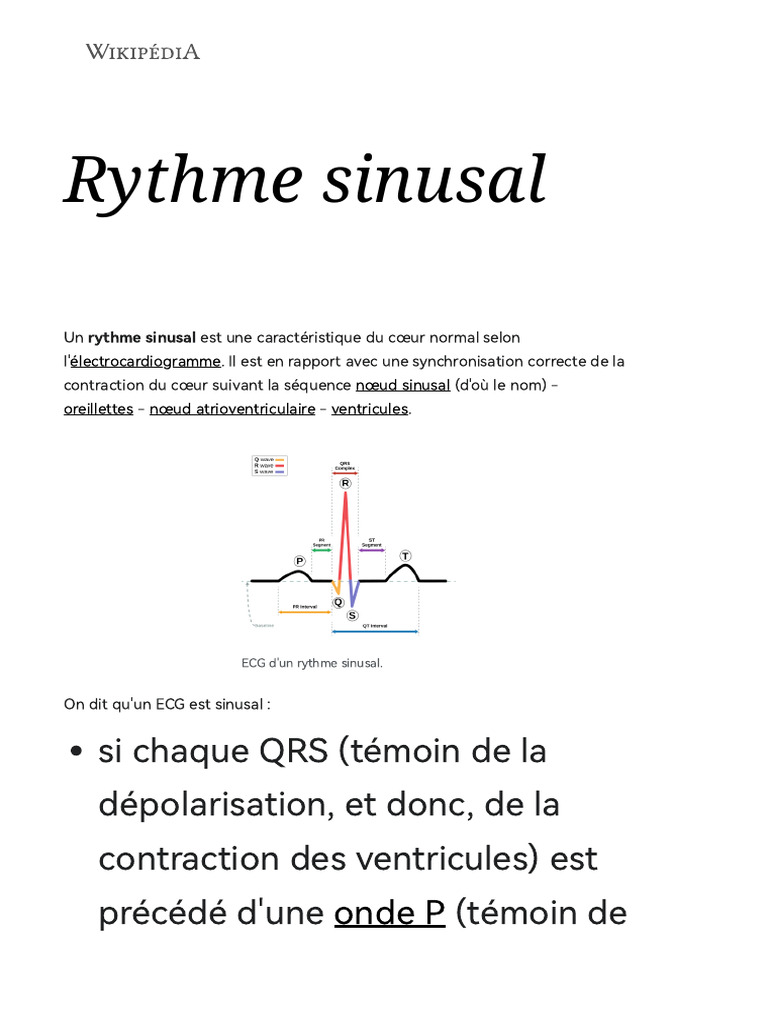 Rythme Sinusal : Définition et Caractéristiques | PDF