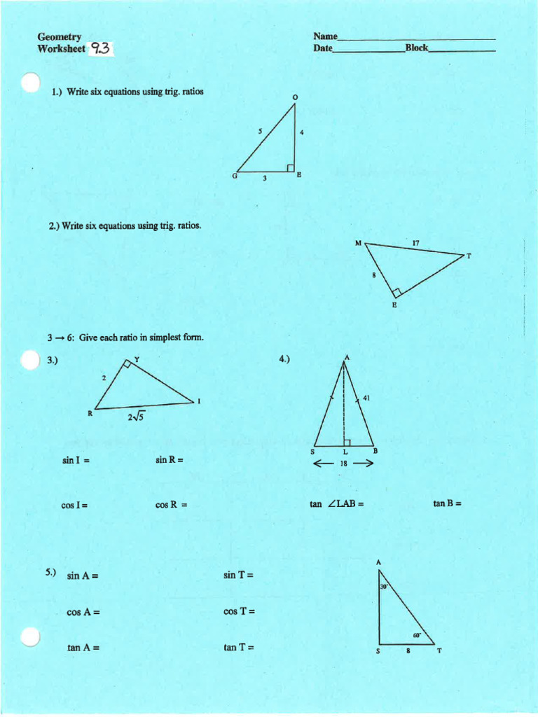 Worksheet 9.3 | PDF