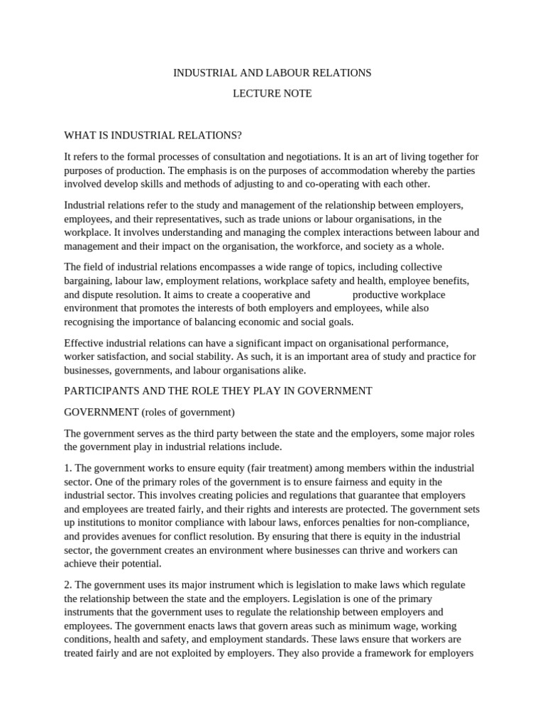 Understanding Industrial Relations Dynamics | PDF | Employment ...