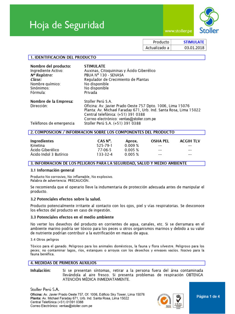 Ficha Técnica de STIMULATE de Stoller | PDF | Residuos | Agua
