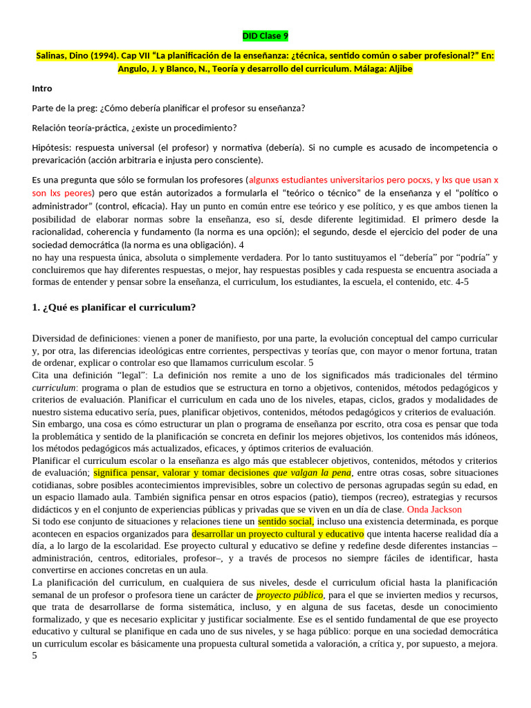 Planificación del Curriculum Escolar | PDF | Plan de estudios | Enseñando