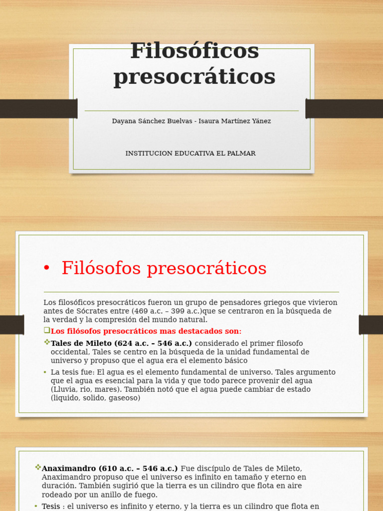 Filósofos Presocráticos y sus Tesis | PDF | Filosofía griega antigua