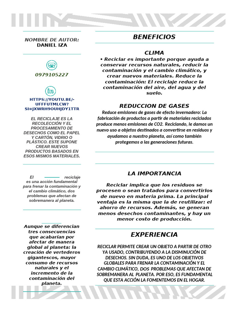 Beneficios del Reciclaje para el Planeta | PDF | Reciclaje | Residuos