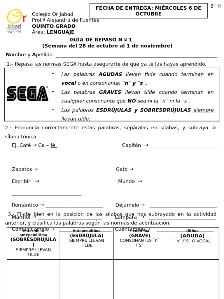 Guía de Repaso de Lenguaje 5to Grado | PDF | Lingüística