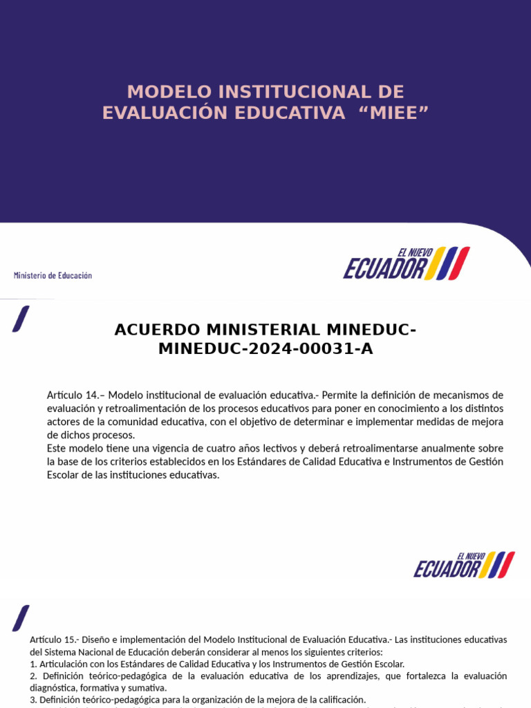 Modelo de Evaluación Educativa MIEE | PDF | Evaluación | Maestros